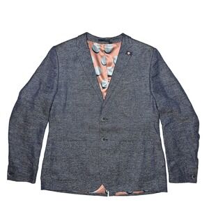 Ted Baker London Men's Linen Cotton Blazer Sport Coat | Navy Blue | Size 7